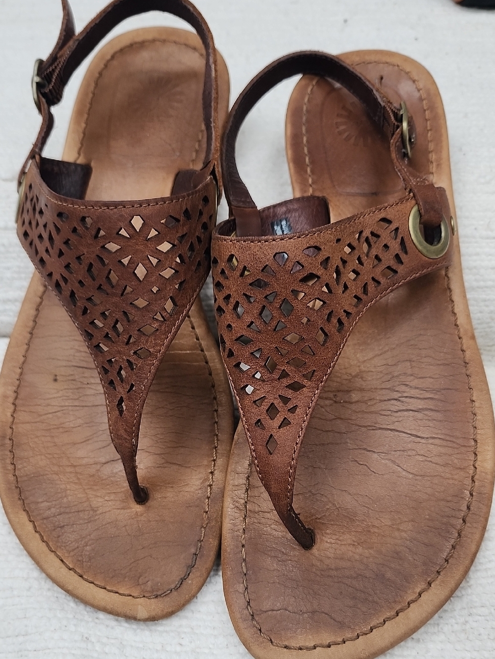 Ugg Women’s Brown Laser-Cut Thong Sandals
